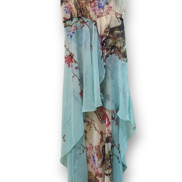 Millau Cherry Blossom Chiffon Flowy Wrap Skirt Dress - Picture 2 of 4